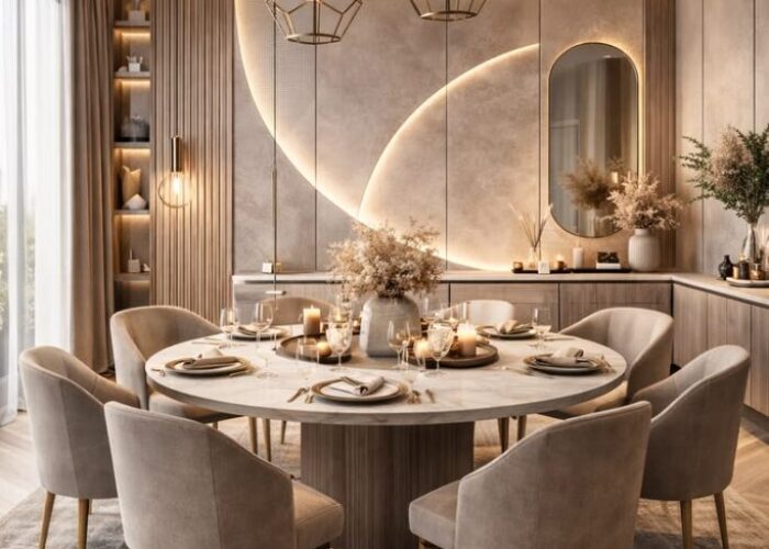 Elegant Neutral Dining Room with Modern Luxury Style